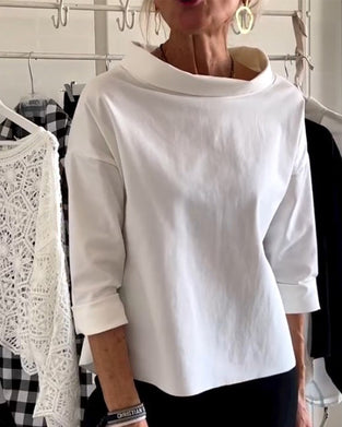 Solid color lapel casual top
