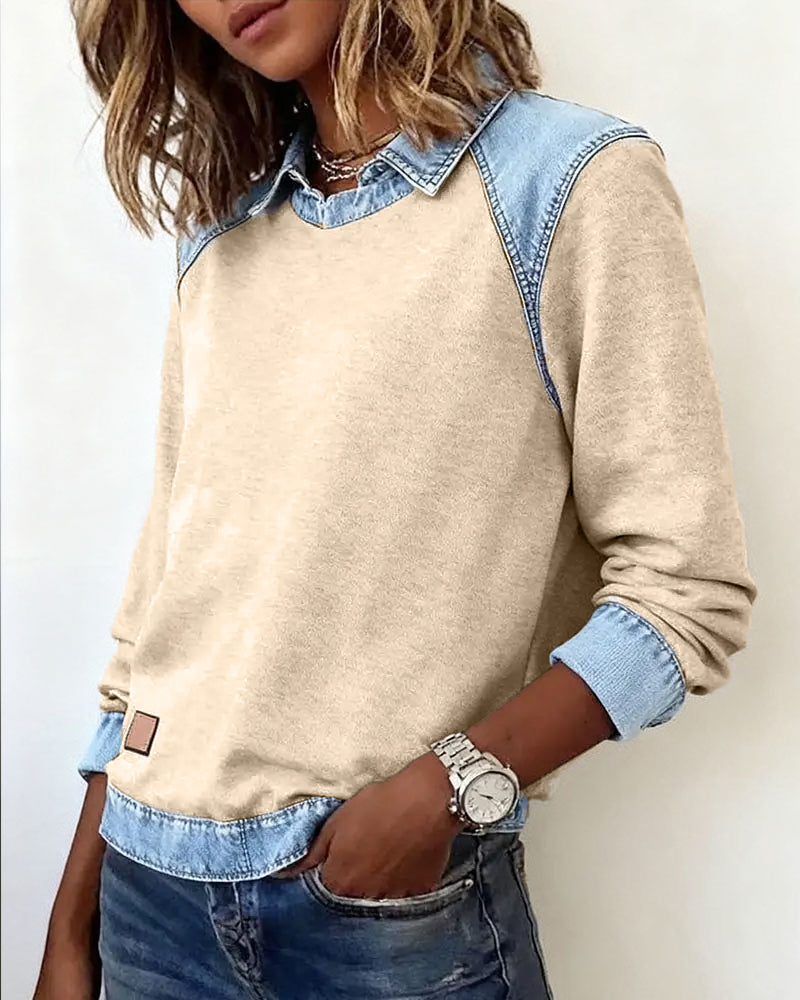 Fashionable Lapel Long-Sleeved Blouse