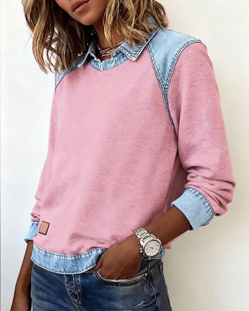 Fashionable Lapel Long-Sleeved Blouse