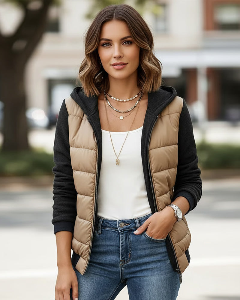 Casual Autumn And Winter Splicing Hooded Cotton Coat