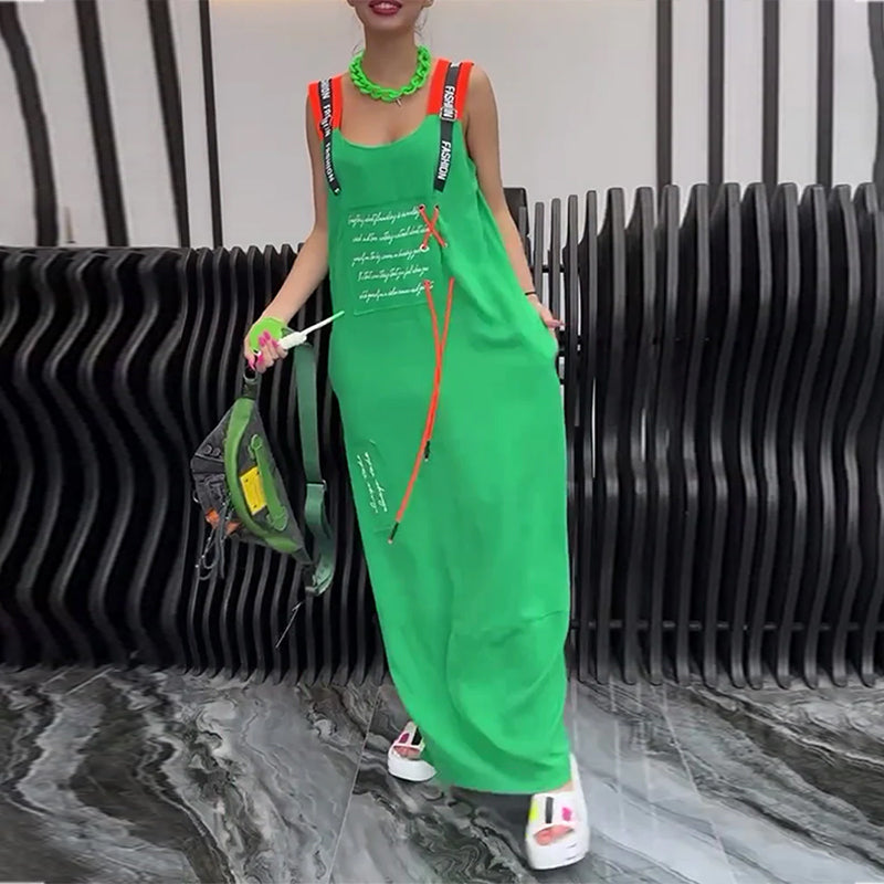 Sleeveless Personalized Letter Print Dress