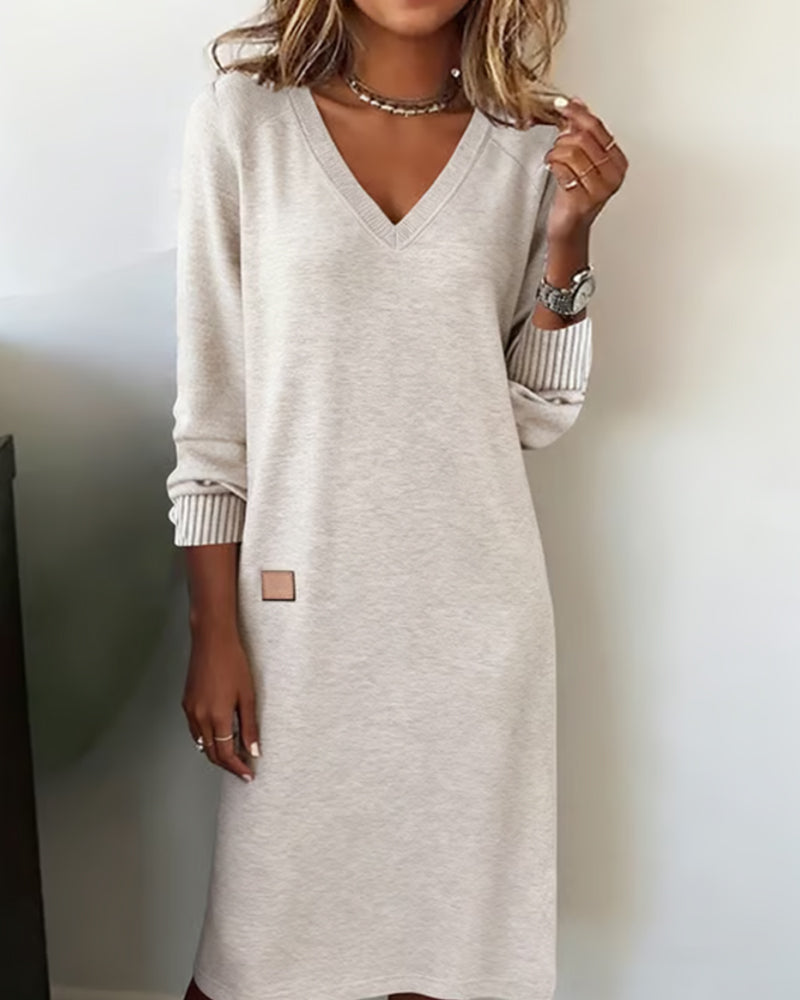 V-Neck Stylish Sweater Dress