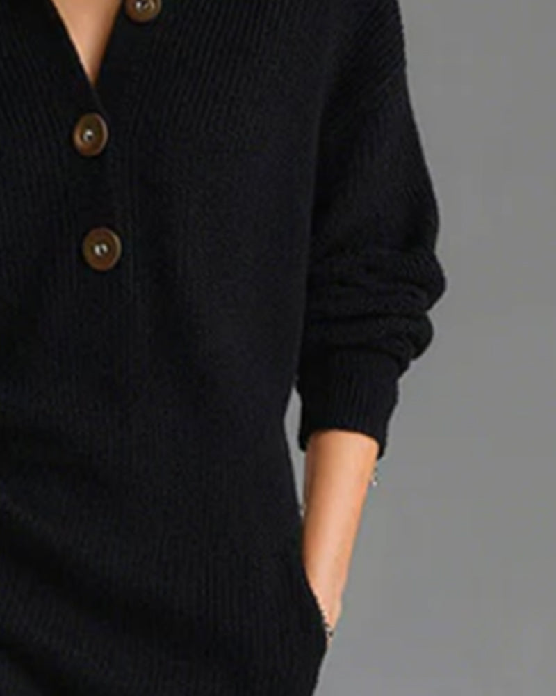 Casual Solid Color Autumn And Winter Sweater Dress