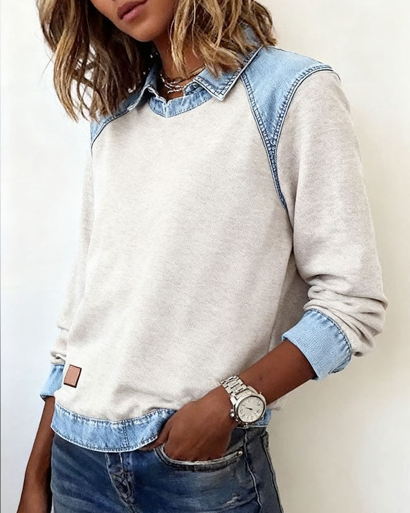 Fashionable Lapel Long-Sleeved Blouse