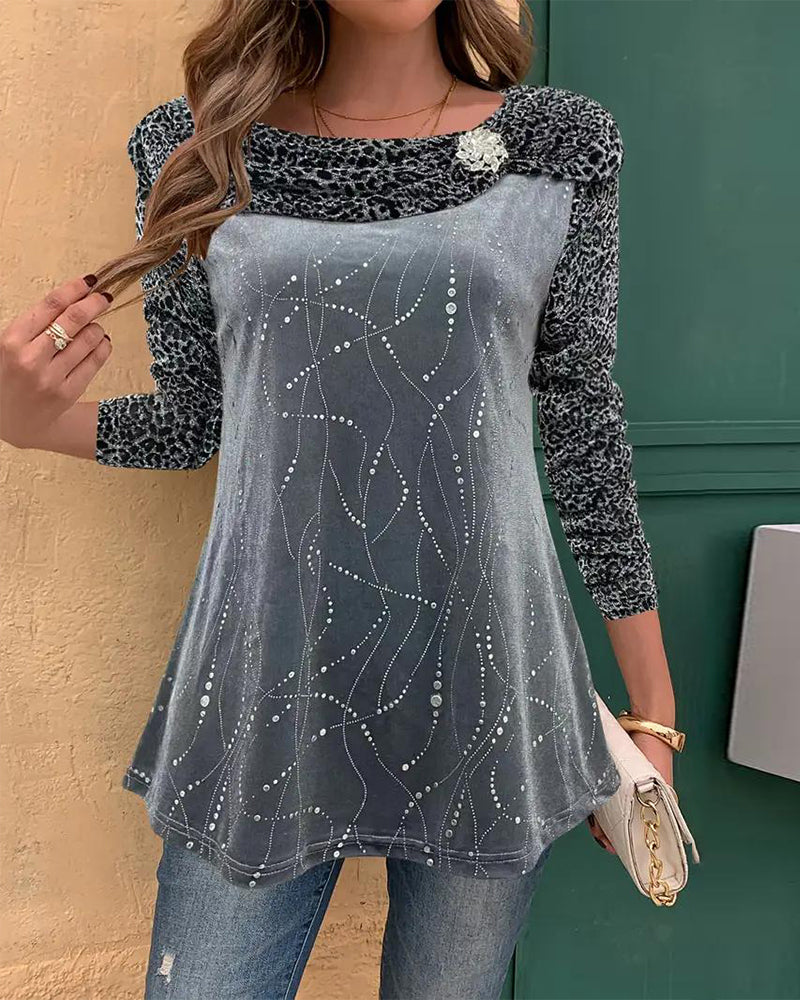 Leopard Print Long-Sleeved Top