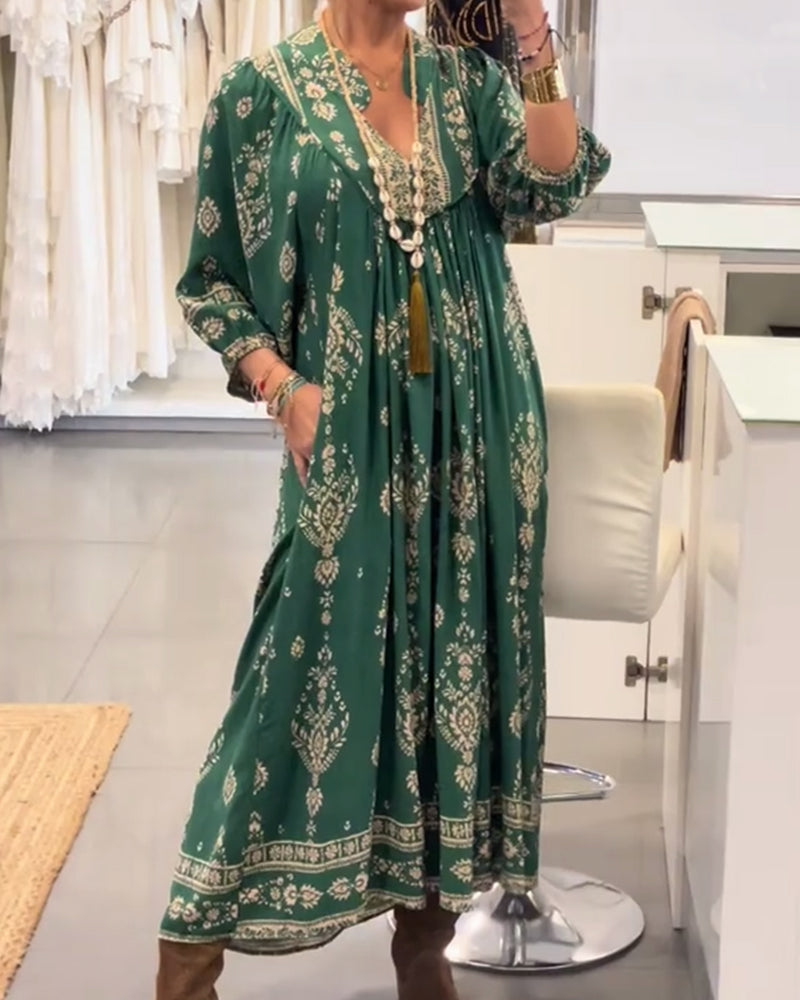 Casual Print Loose Pocket Dress