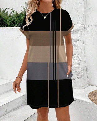 Round Neck Fashion Casual Printed Dress