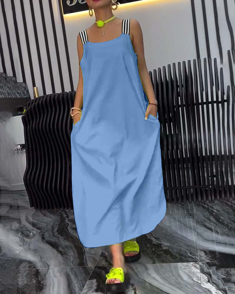 Spliced Suspender Loose Dress