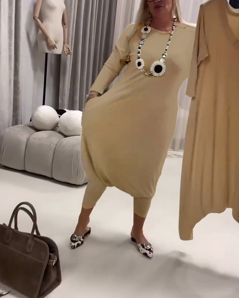 Solid Color Long Sleeve Casual Jumpsuit