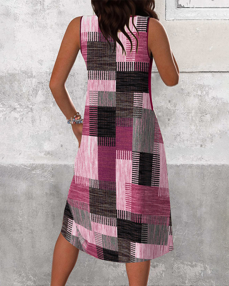 Sleeveless V-Neck Contrast Dress