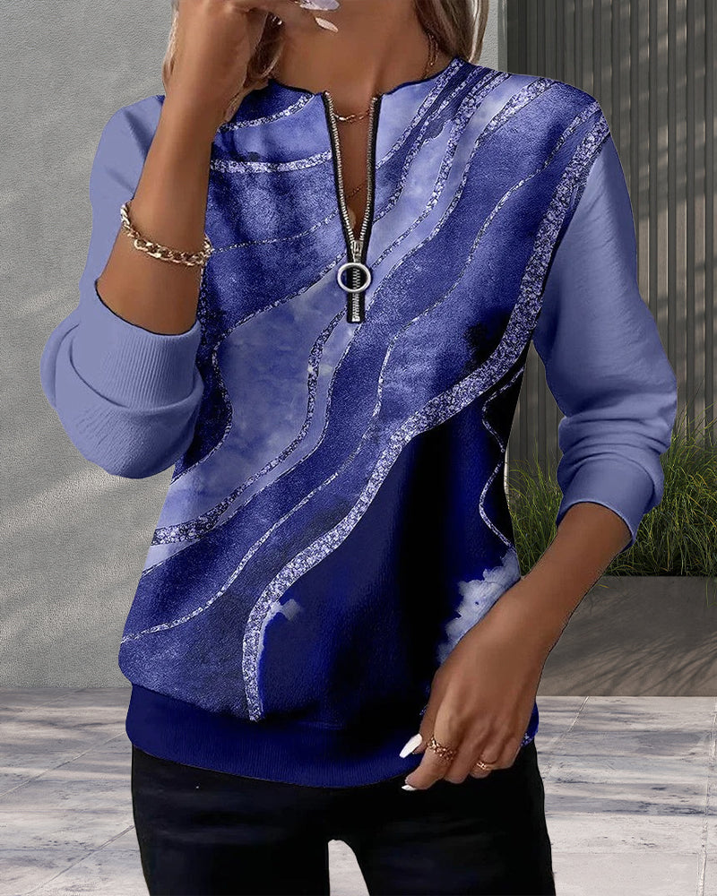 Half-Zip Vintage Print Sweatshirt