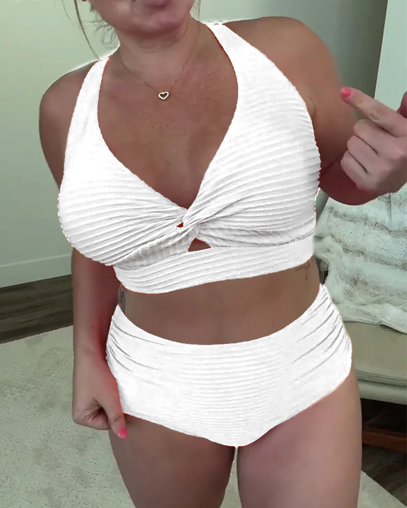 Casual Solid Color Triangle Bikini