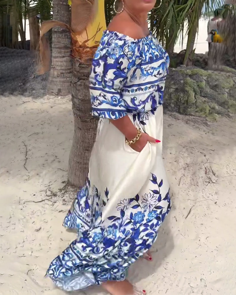 One-Shoulder Printed Resort Dress