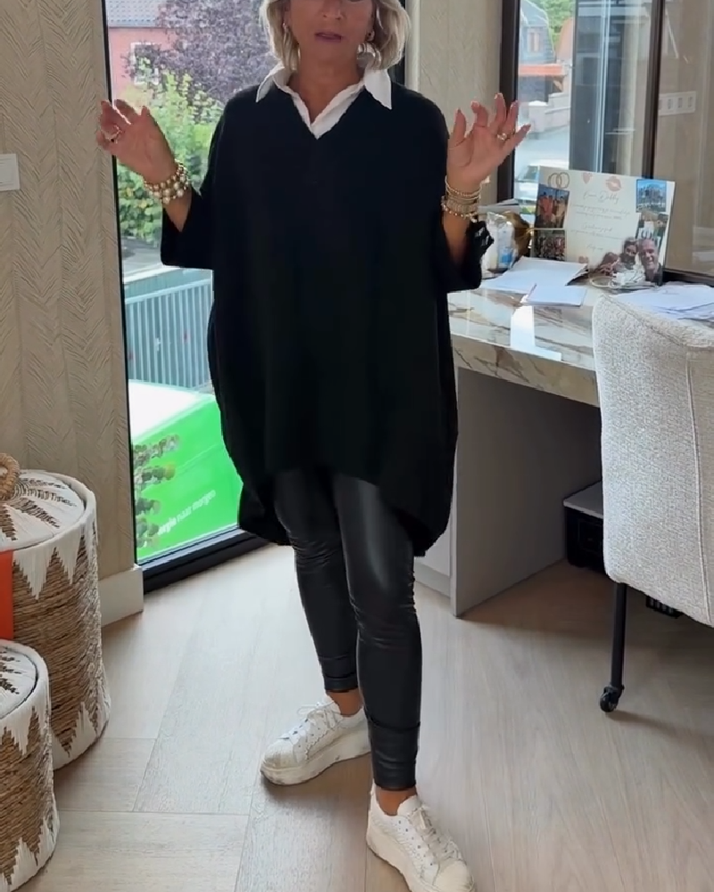 V-Neck Buttoned Asymmetrical Sweater