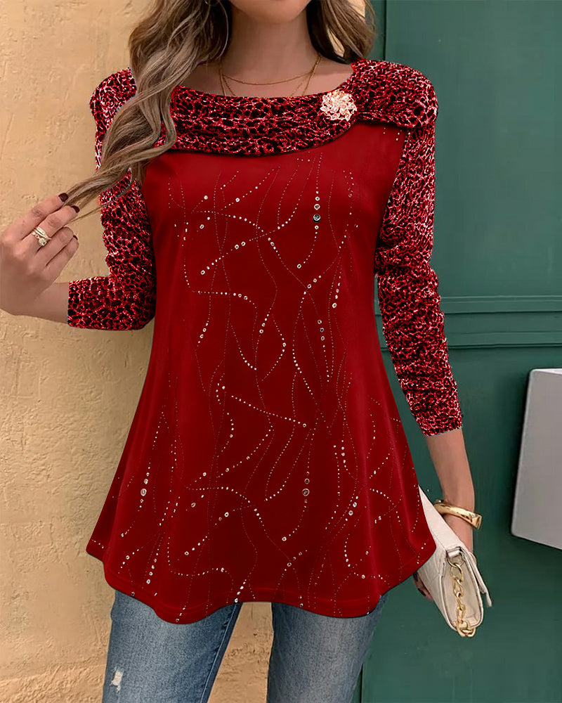 Leopard Print Long-Sleeved Top