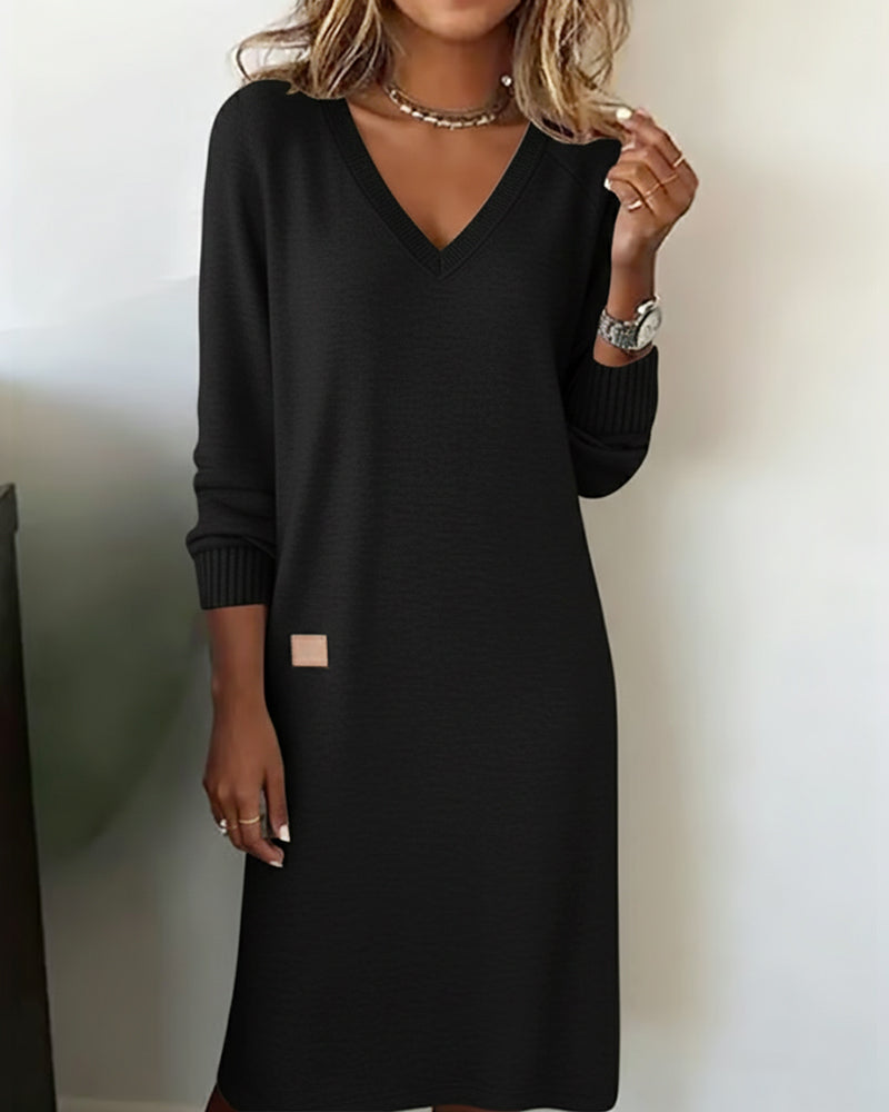 V-Neck Stylish Sweater Dress