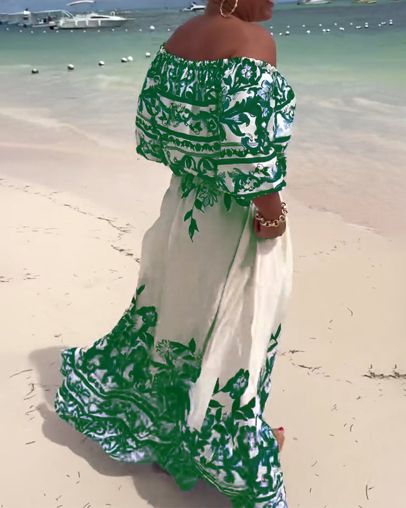 One-Shoulder Printed Resort Dress