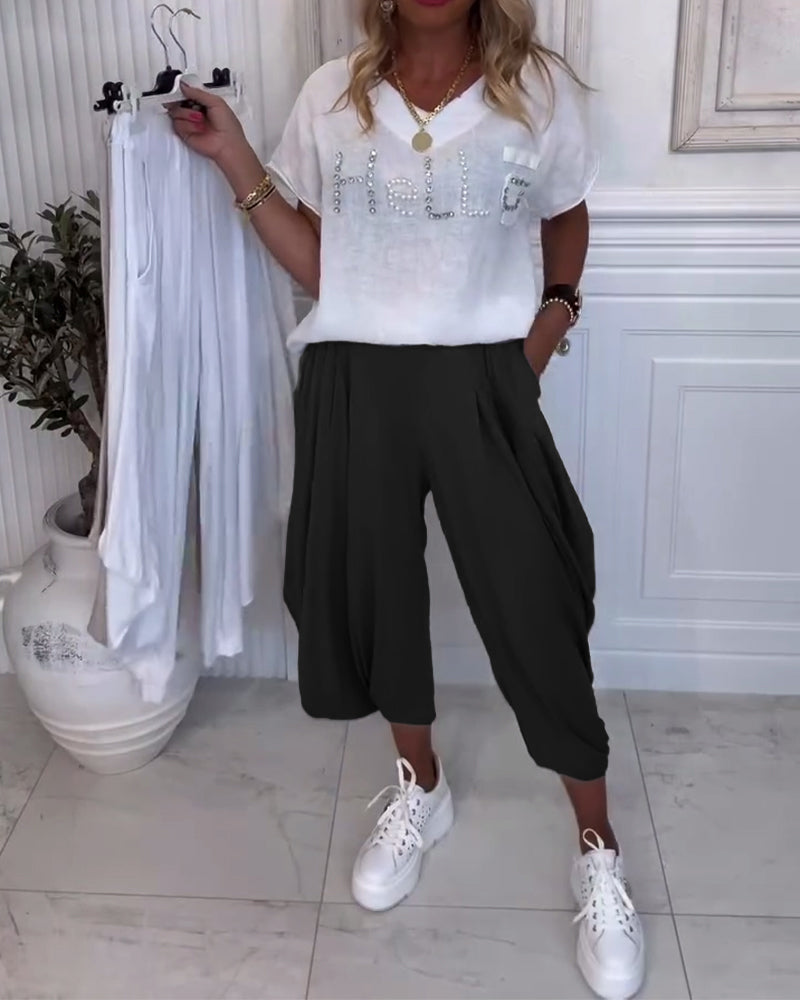 Solid Color Bloomers Casual Pants