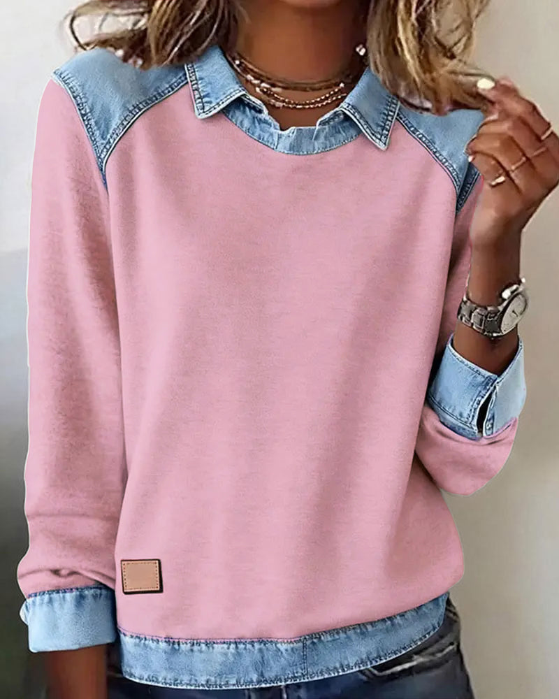 Fashionable Lapel Long-Sleeved Blouse