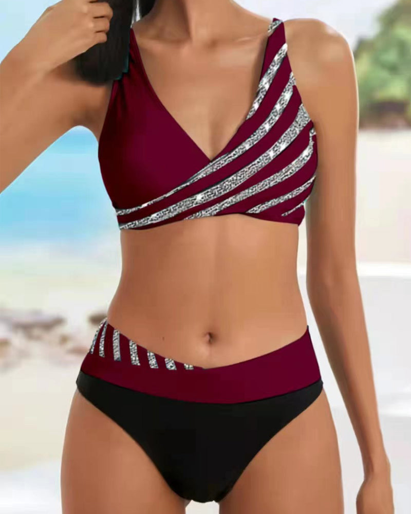 Rhinestone Two-Piece Swimsuit
