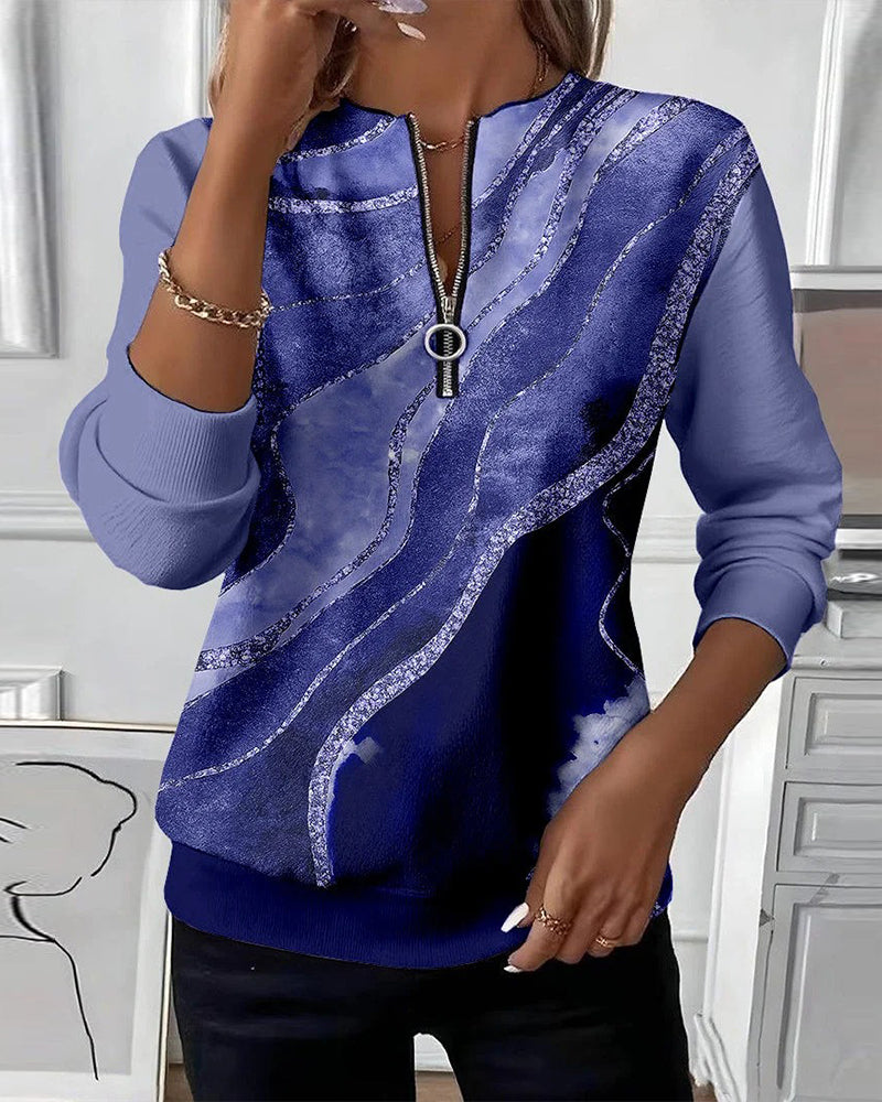 Half-Zip Vintage Print Sweatshirt