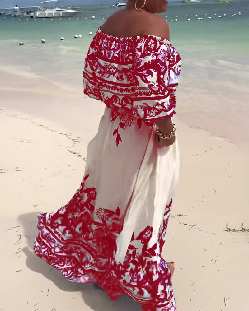 One-Shoulder Printed Resort Dress