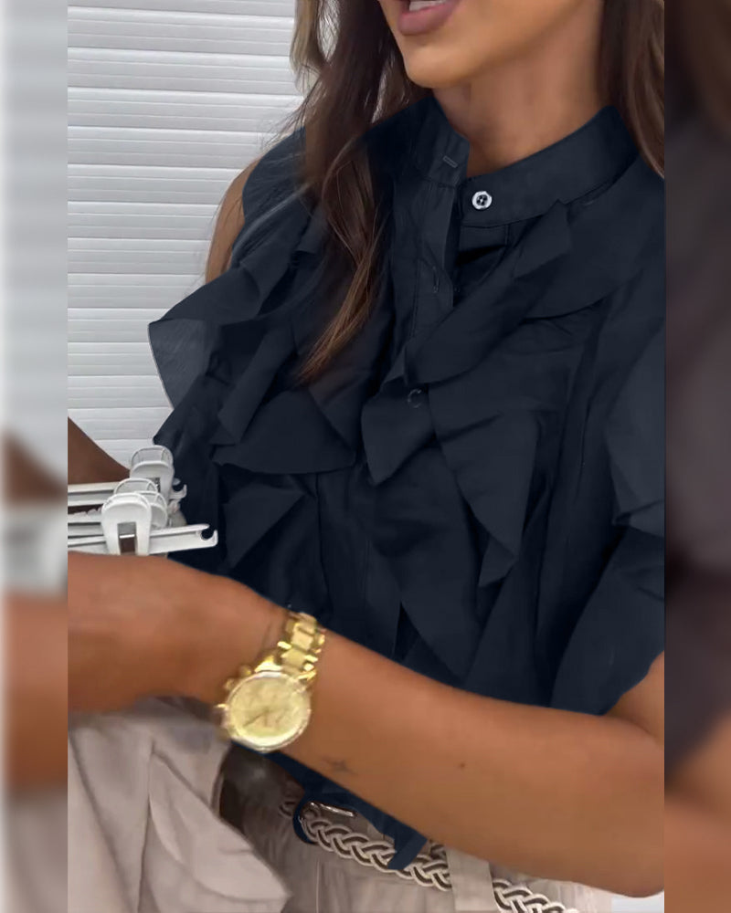 Aumora Designer Ruffle Sleeveless Tank Top