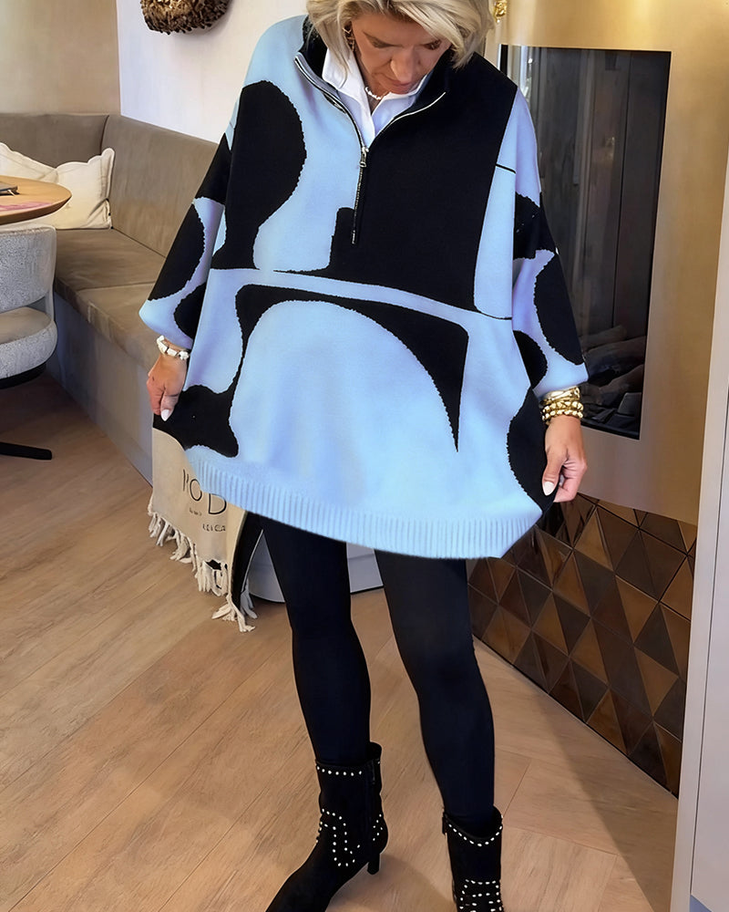 Half-Zip Stand Collar Fashionable Pullover