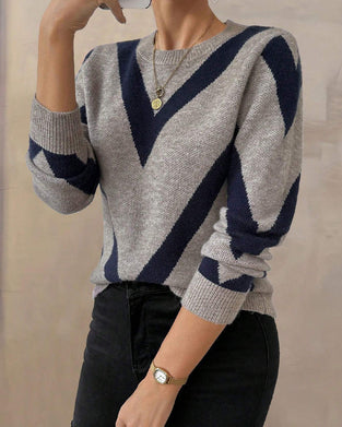 Geometric-Print Crew Neck Sweater