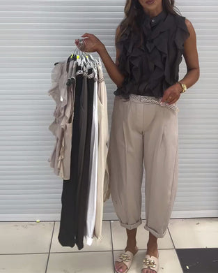 Aumora Designer Ruffle Sleeveless Tank Top