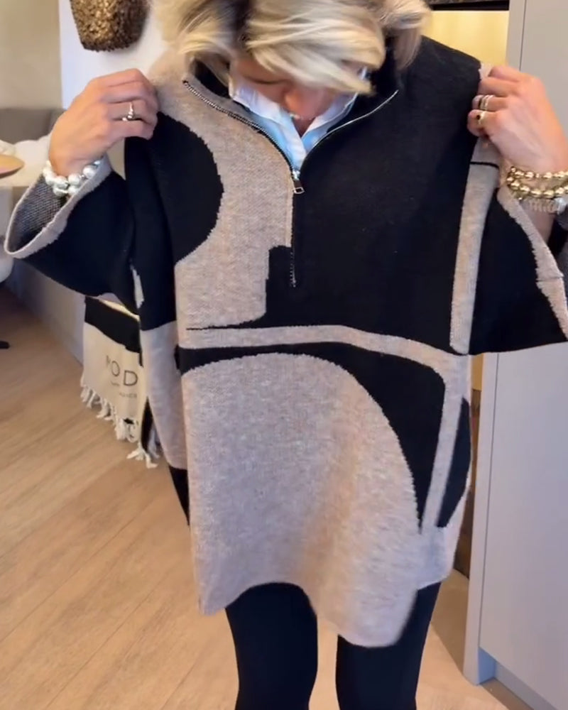 Half-Zip Stand Collar Fashionable Pullover