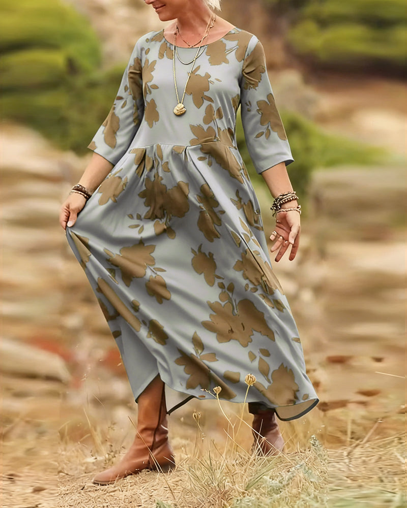 Temperament Retro Printed Dress