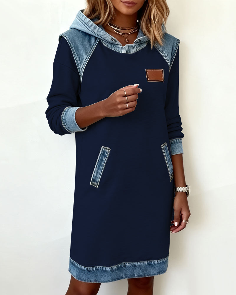 Hooded Paneled Contrast Dress
