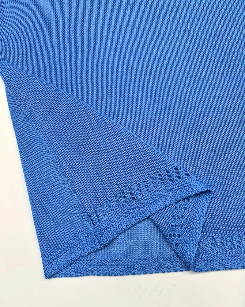 Casual Short-Sleeved Solid Color Sweater