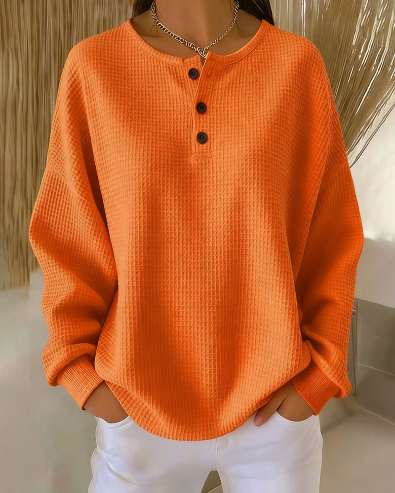Fashionable Casual Solid Color Long-Sleeved Sweatshirt