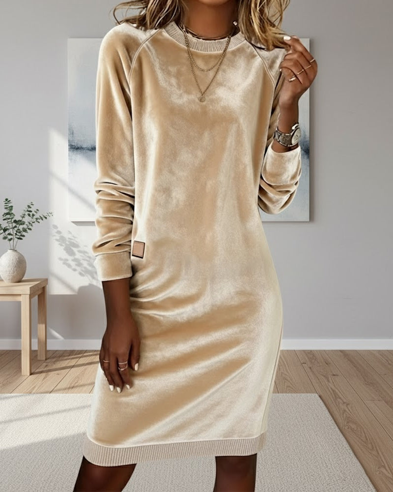 Fashionable Round Neck Long Sleeve Dress
