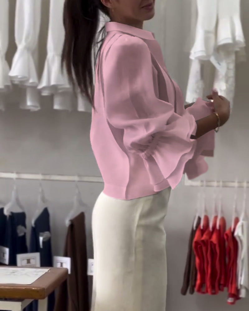 Aumora Puff Sleeve Ruffle Shirt