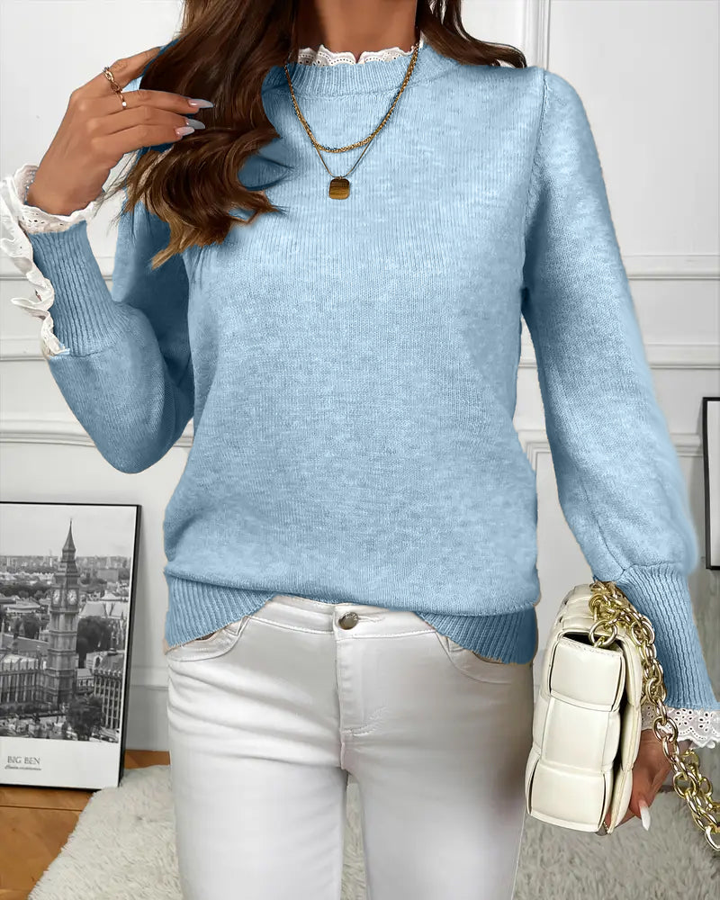 Elegant Lace-Trimmed Sweater