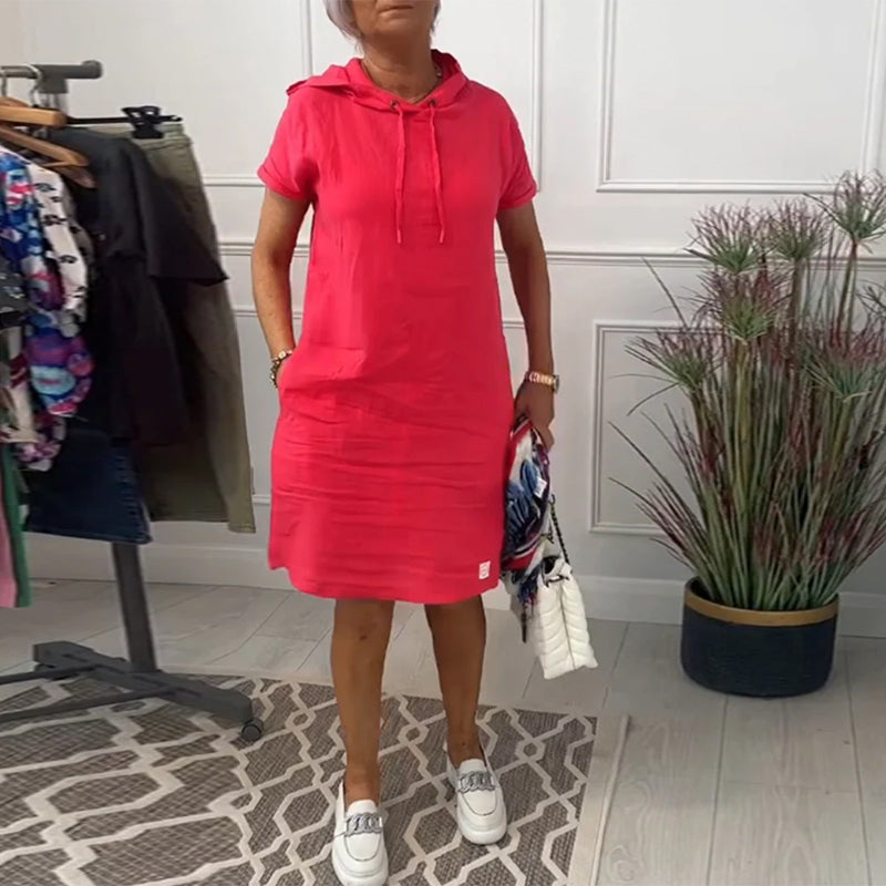 Hooded short sleeve casual dress