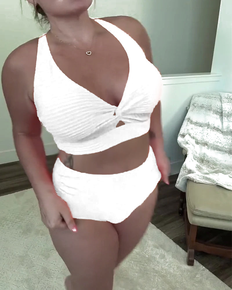 Casual Solid Color Triangle Bikini