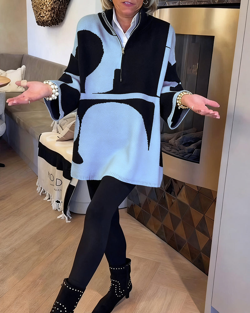 Half-Zip Stand Collar Fashionable Pullover