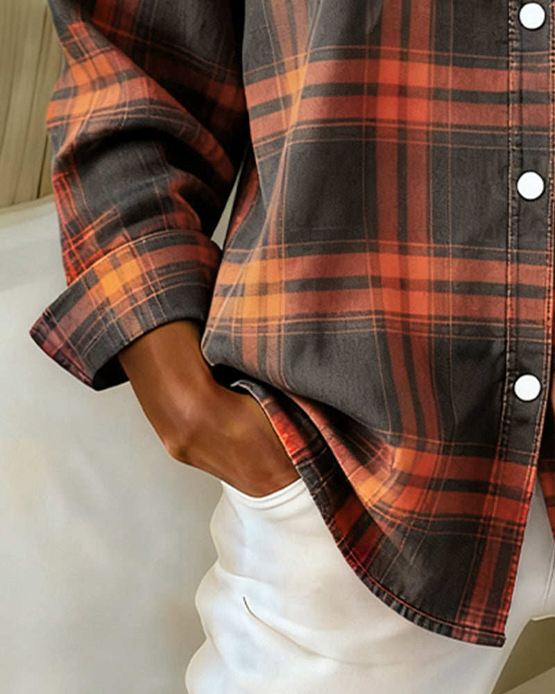 Plaid Lapel Shirt