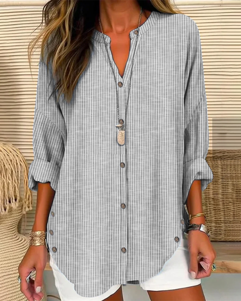 V-neck stripe print top