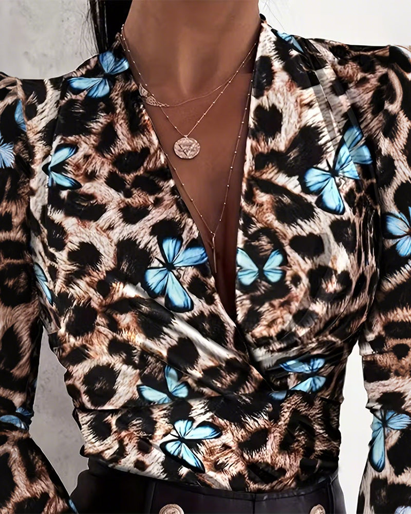 Leopard Butterfly Printed Trendy Top