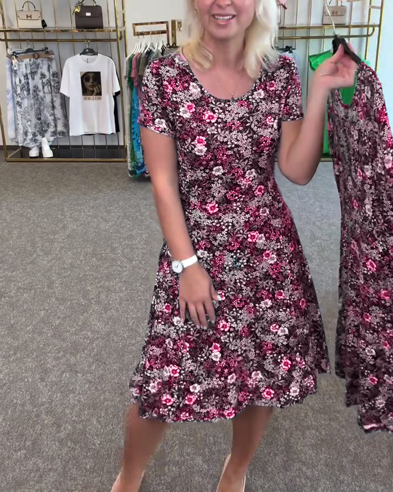 Temperament Slim Waist Printed Dress