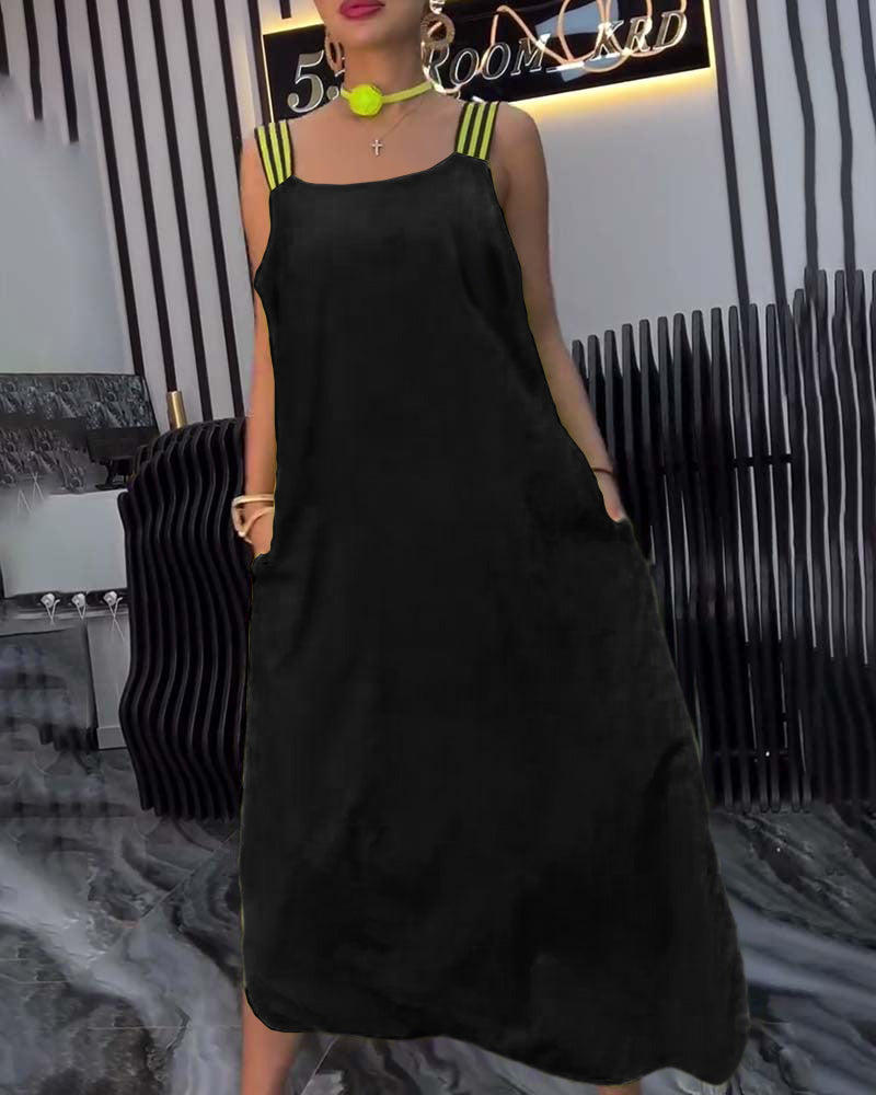 Spliced Suspender Loose Dress