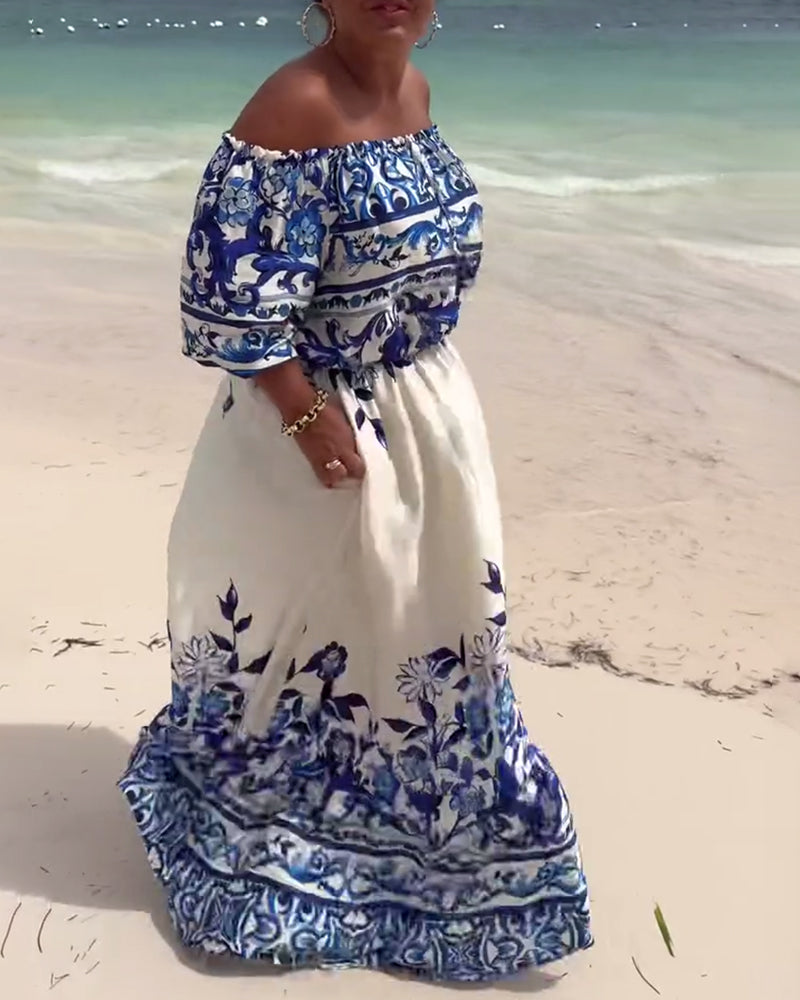 One-Shoulder Printed Resort Dress