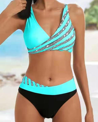 Rhinestone Two-Piece Swimsuit