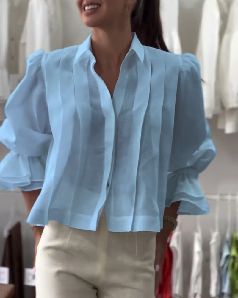 Aumora Puff Sleeve Ruffle Shirt