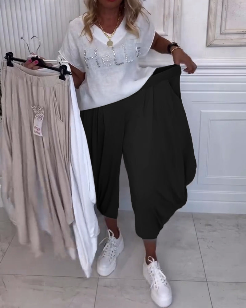 Solid Color Bloomers Casual Pants